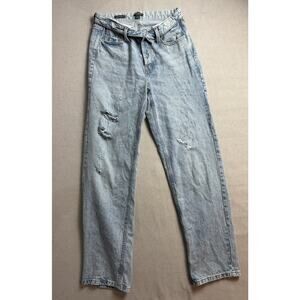 Wild Fable Sz6 HighRise Straight Button Fly Folded Waist Distressed Paperbag